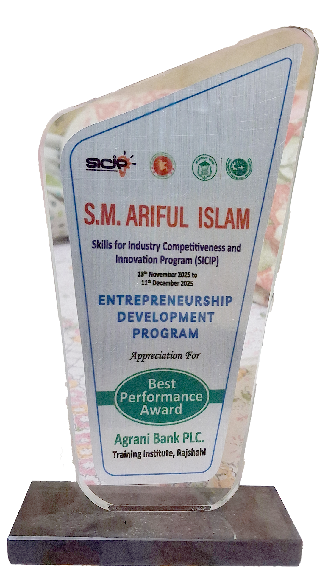 Best Performance Award Certificate